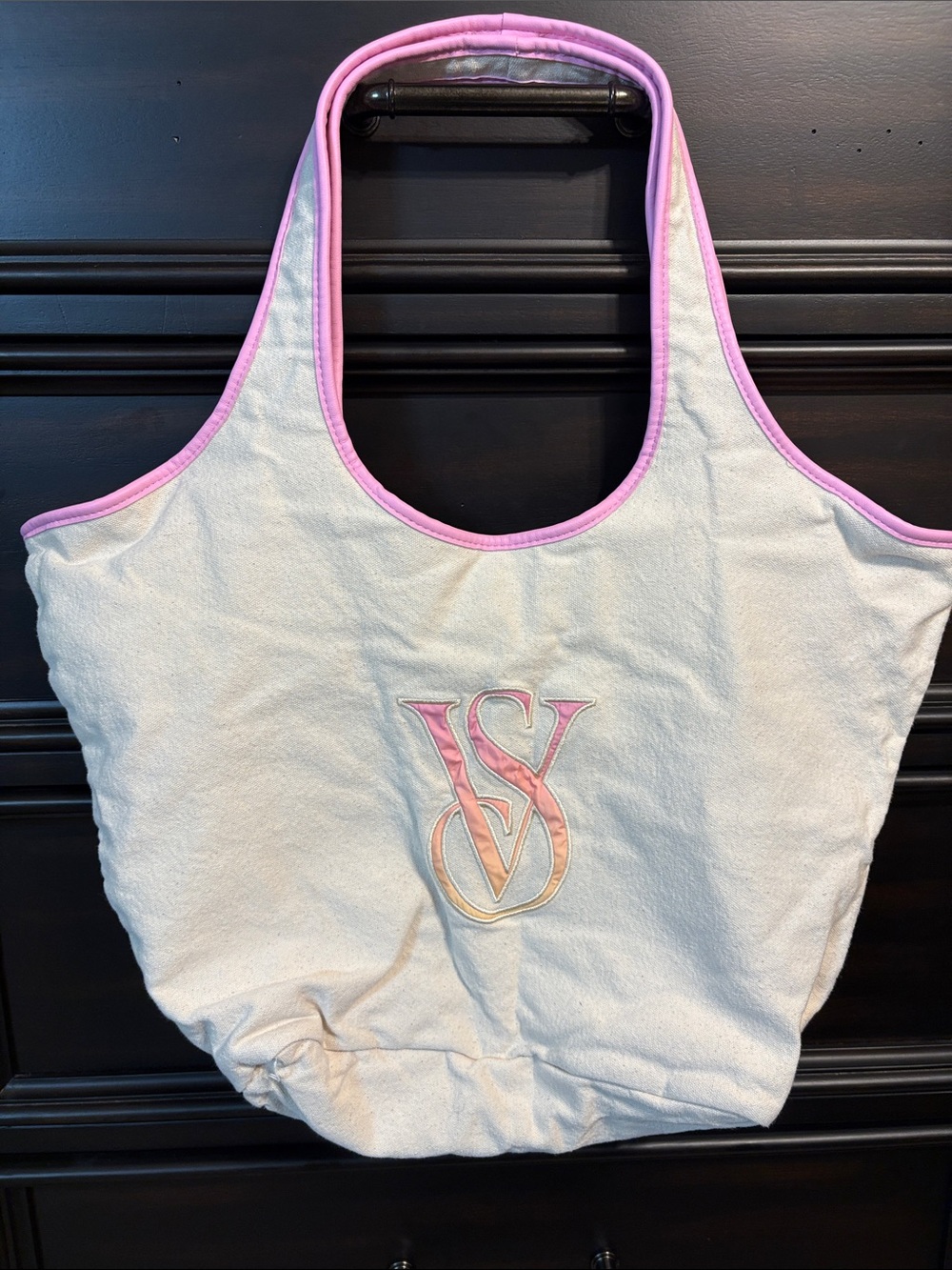 Victoria's Secret Tote with Pink Trim and Embroidered VS Logo